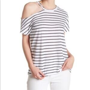 Stateside cold shoulder striped tshirt